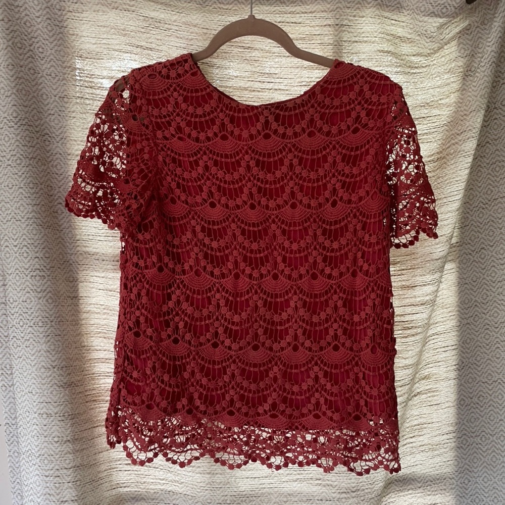 Lace peach colored dress shirt